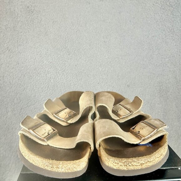 Birkenstock 42 US 10.5 Narrow Arizona Brown Birkibuck Strap Leather Sole Sandal - Picture 1 of 7